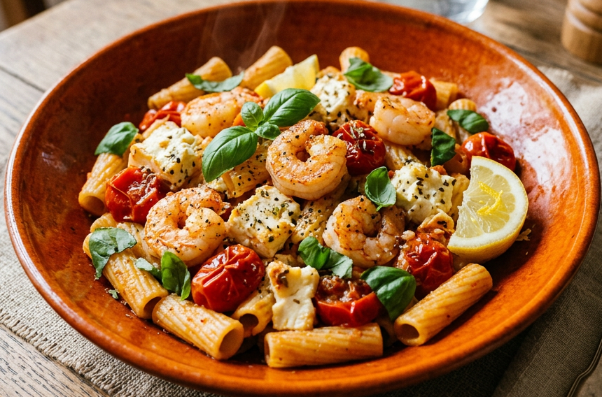 Shrimp with Feta and Pasta